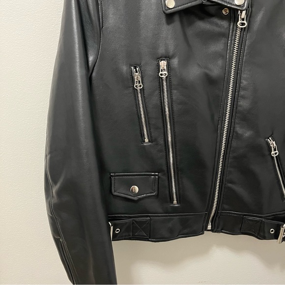 ZARA TRF FAUX LEATHER MOTO JACKET - Picture 3 of 10
